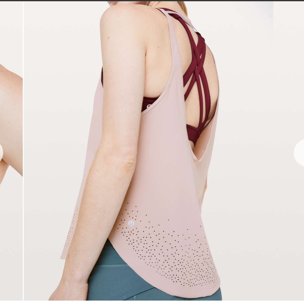 Lululemon Set Free Run Tank Smoky Blush Athletic Pink Perforated